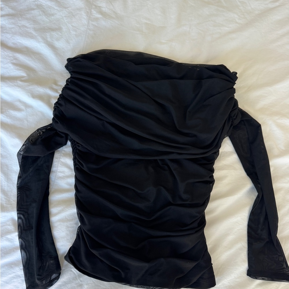 Abercrombie mesh Black Off-Shoulder Top